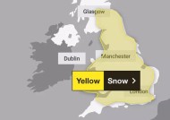 英国降雪：英国气象局发布为期3天的天气预警，地图显示整个英格兰都受到影响