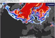 英国最新降雪：随着残酷的北极火线地区的出现，地图变成了红色和紫色