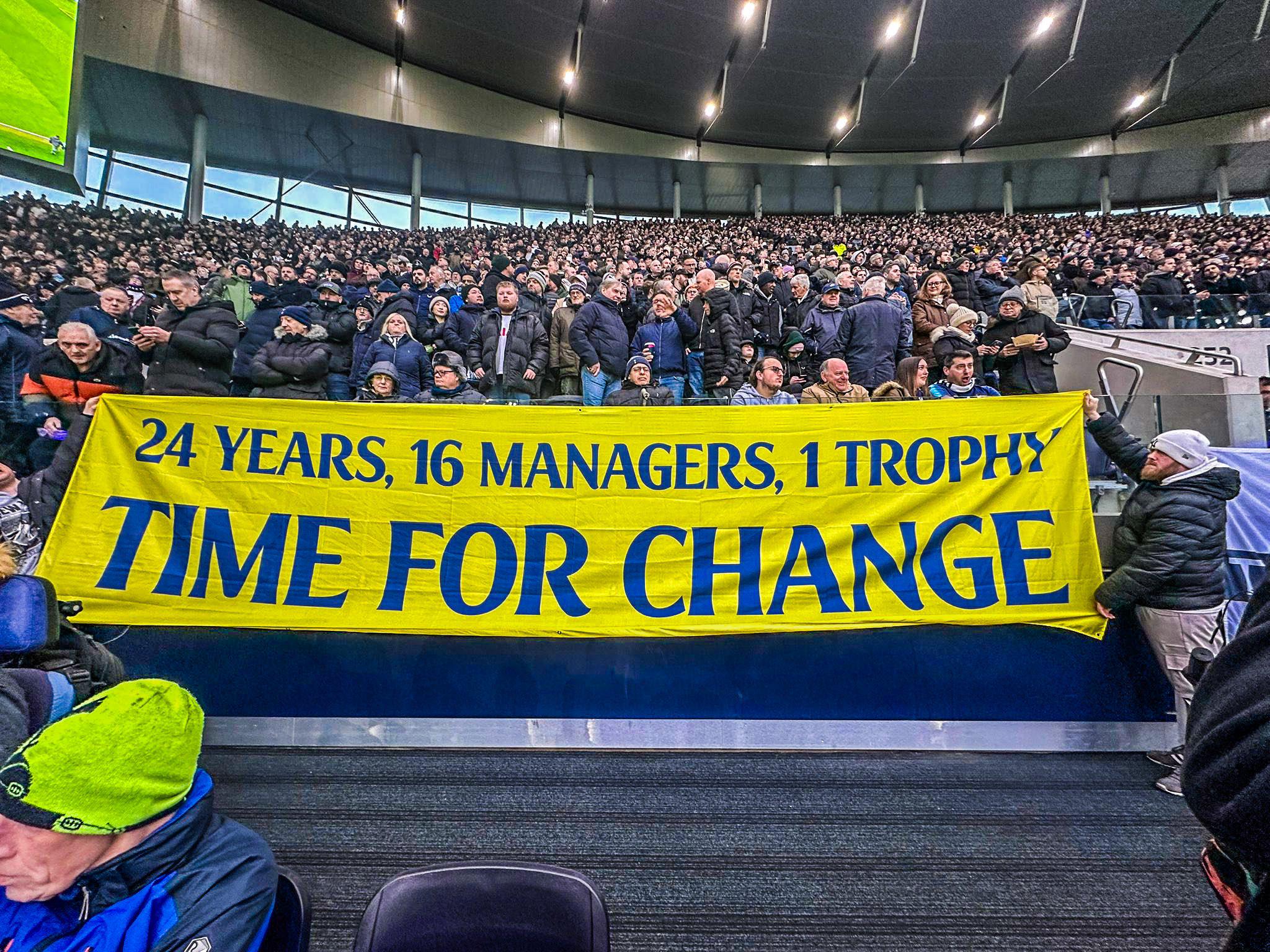 r/soccer - Spurs' Fans unfurled this Banner and sending the message to the Management  