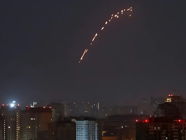 Photo: Tracers are seen in the night sky as Ukrainian servicemen fire at the drone during a Russian drone strike, amid Russia's attack on Ukraine, in Kyiv, Ukraine/Reuters