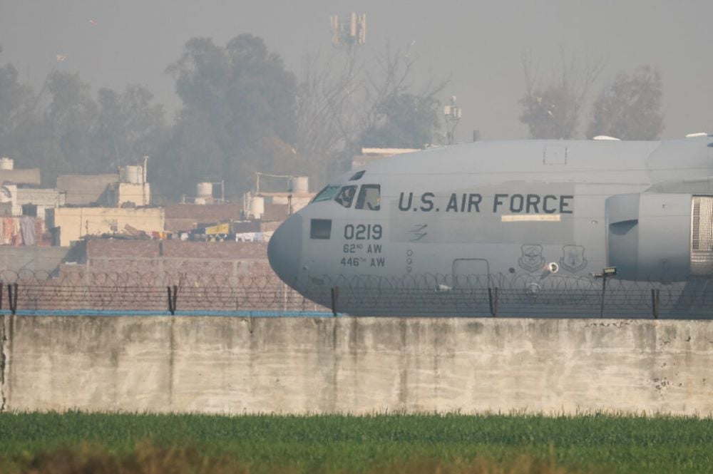 A US military plane deporting illegal Indian immigrants lands in Amritsar, India February 5, 2025.PHOTO REUTERS